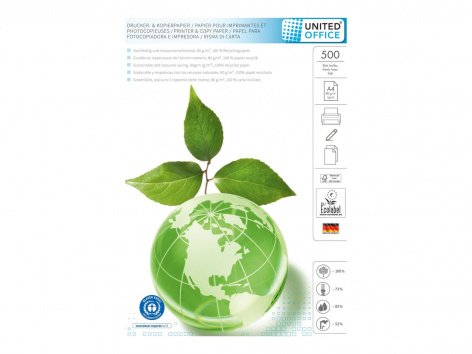 Risma di carta A4 riciclata, 500 fogli