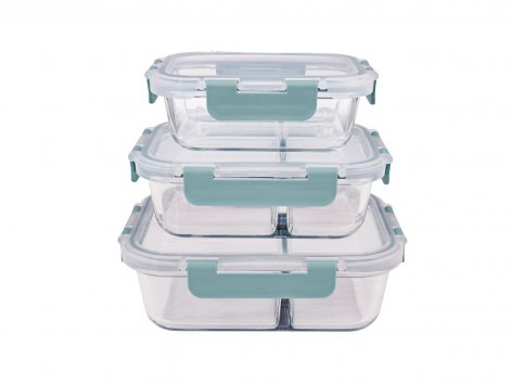 Set portavivande in vetro, 3 pezzi