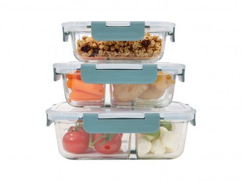 Set portavivande in vetro, 3 pezzi