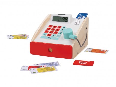 Gioco cassa, bilancia o cassetta alimentare in legno