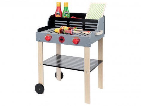 Bancarella negozio o barbecue giocattolo in legno