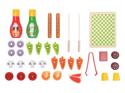 Bancarella negozio o barbecue giocattolo in legno