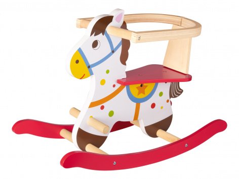 Triciclo senza pedali, cavallo a dondolo o carrello in legno