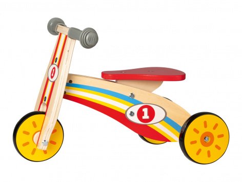 Triciclo senza pedali, cavallo a dondolo o carrello in legno