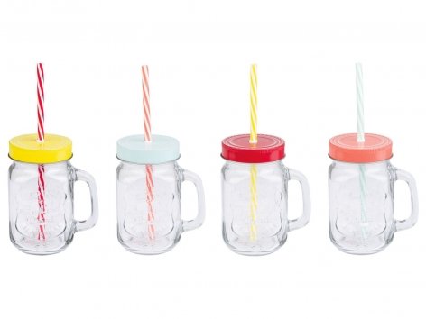 Set bicchieri con cannuccia