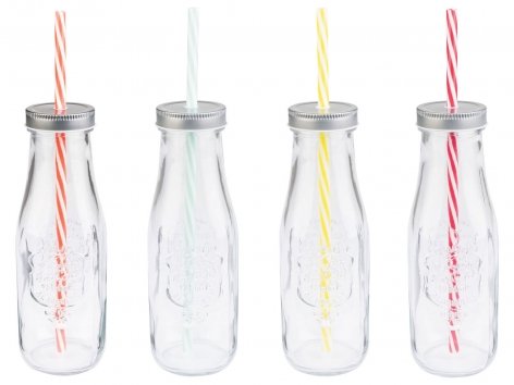 Set bicchieri con cannuccia