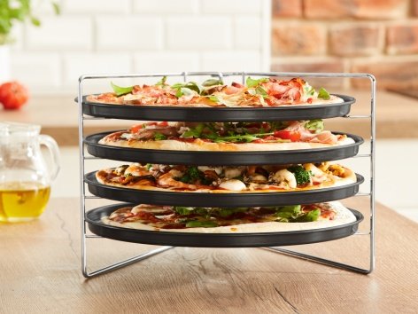 Set teglie per pizza con supporto, 5 pezzi