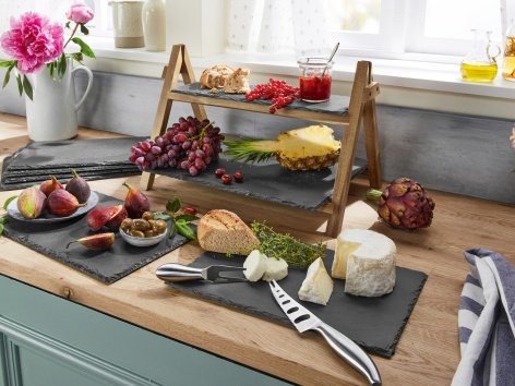 Alzata o set vassoi in ardesia