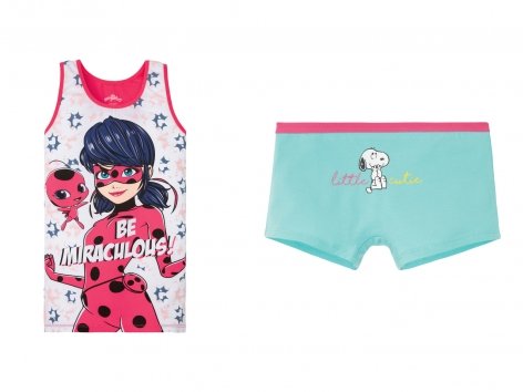 Coordinato intimo da bambina "Snoopy, Miraculous, Frozen"