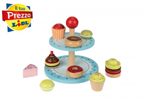 Gioco cassa, bilancia, gelateria, set alzata o cassetta alimentare in legno