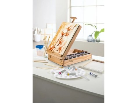 Set cavalletto da pittore in valigetta, 52 pezzi