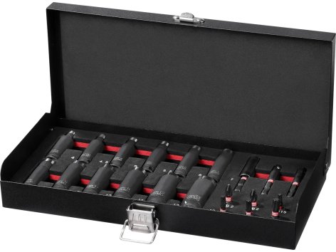 Set chiavi a bussola e punte per avvitatore a percussione, 21 pezzi