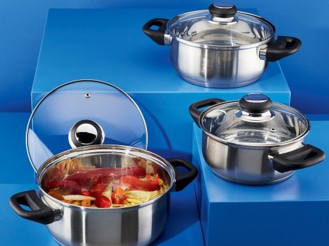 Set pentole in acciaio, 6 pezzi