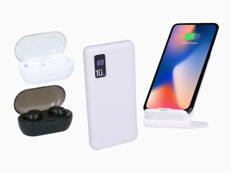 Cuffie auricolari Bluetooth, powerbank 10000mAh o caricabatterie wireless