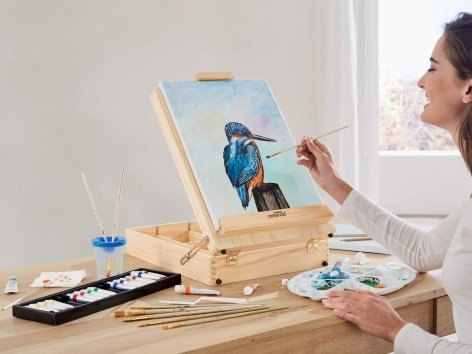 Set cavalletto da pittore in valigetta, 52 pezzi
