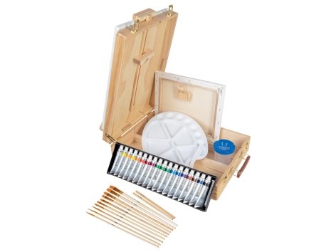 Set cavalletto da pittore in valigetta, 52 pezzi