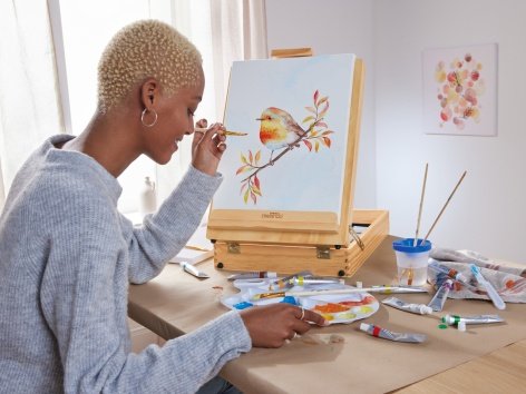 Set cavalletto da pittore in valigetta, 52 pezzi