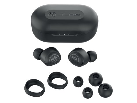 Cuffie wireless nere con custodia di ricarica