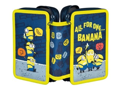 Astuccio a tre cerniere "Minions, Frozen, Spiderman, Spirit"