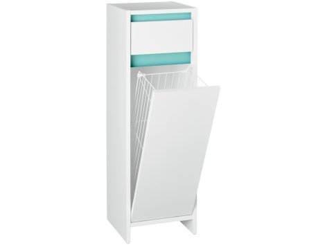 Mobiletto da bagno con cesto portabiancheria