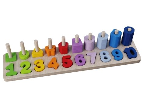 Gioco didattico in legno "Conta e infila, Orologio o lavagnetta da tavolo"