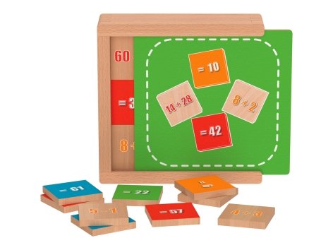 Gioco didattico in legno "Memo, calcolo, lettere, orologio o tangram"