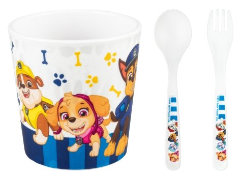 Set di posate e bicchiere "Paw Patrol, Peppa Pig"