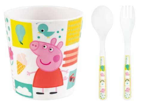 Set di posate e bicchiere "Paw Patrol, Peppa Pig"