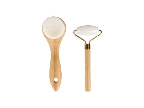 Set pennelli per il trucco, specchietto o set per la pulizia del viso in bambù