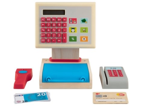 Gioco cassa, bilancia o cassaforte in legno