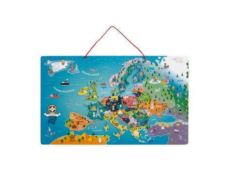 Carta geografica magnetica in legno