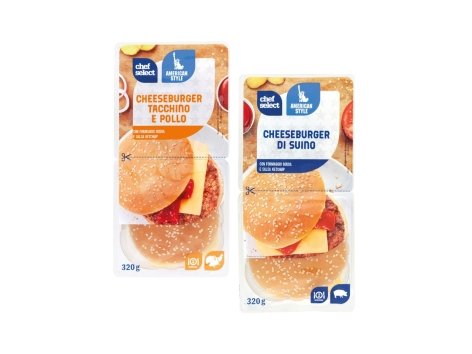 Cheeseburger di tacchino e pollo o di suino
