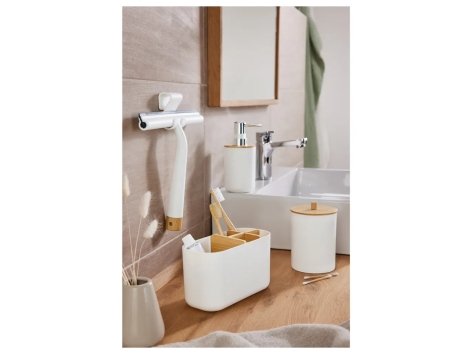 Tergivetri per doccia, organizer, contenitore per cotton fioc o dispenser per sapone in bambù