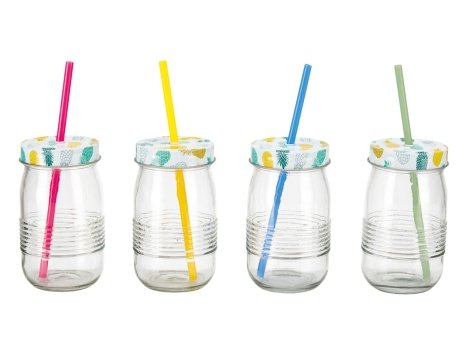 Set bicchieri con cannuccia