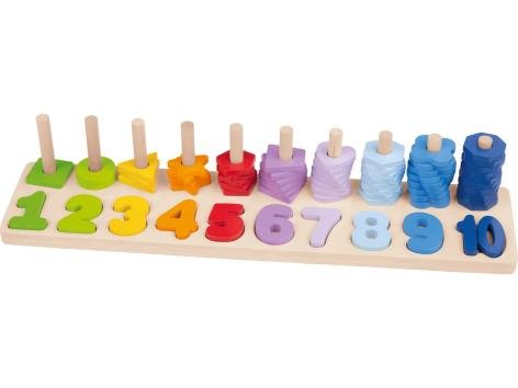 Gioco didattico in legno "Conta e infila, Orologio o Lavagnetta da tavolo"