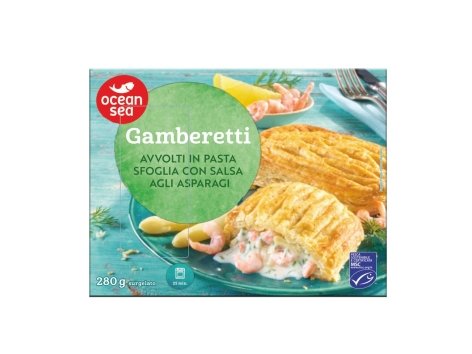 Gamberetti in pasta sfoglia con salsa agli asparagi