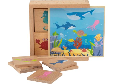 Gioco in legno “Domino, memo, gioco della pesca o di equilibrio”