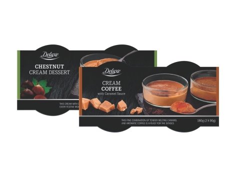 Dessert al latte con caffè e caramello o con castagne