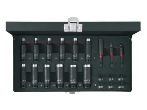 Set chiavi a bussola e punte per avvitatore a percussione, 21 pezzi