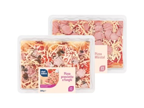 Pizza prosciutto e fughi o würstel