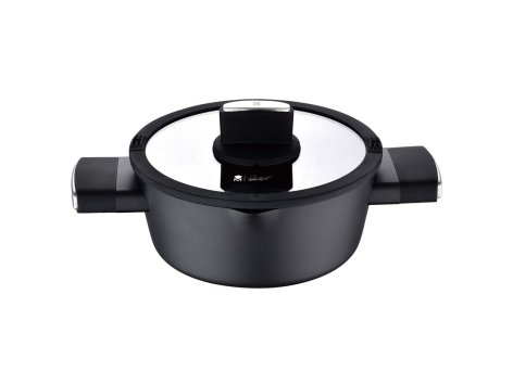 Casseruola in alluminio forgiato con coperchio in vetro