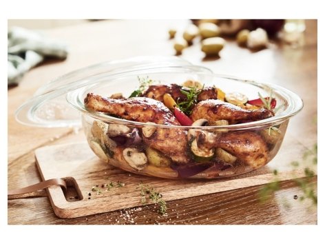 Rostiera in vetro con coperchio