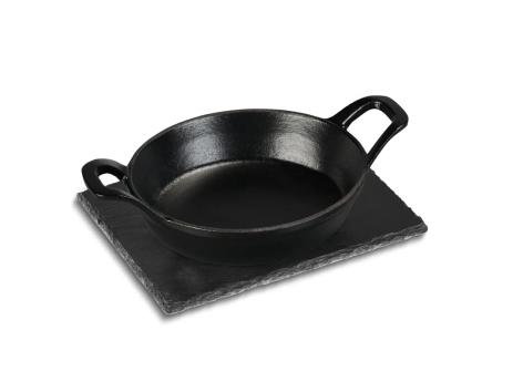 Piastra in ghisa da grigliata con piatto in ardesia