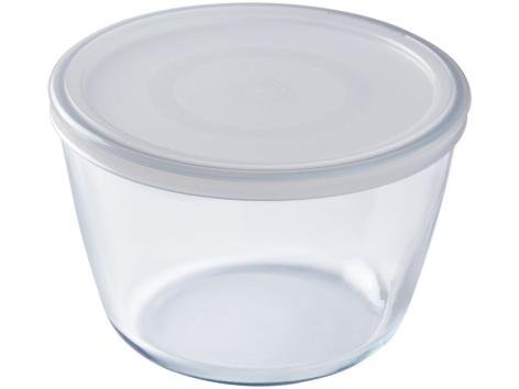 Pirofila rotonda in vetro con coperchio