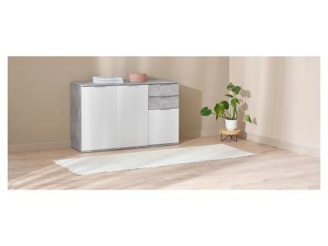 Mobiletto con 3 ante e 2 cassetti, bianco/grigio