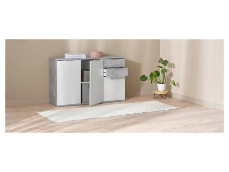 Mobiletto con 3 ante e 2 cassetti, bianco/grigio