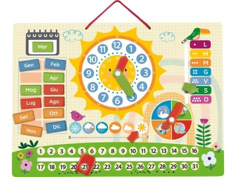 Orologio magnetico o computer in legno per bambini