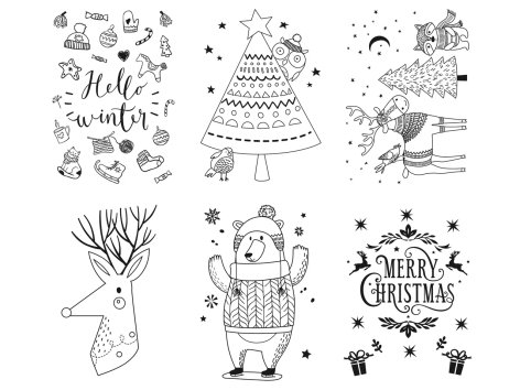 Set stencil natalizio per finestre