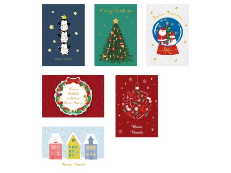 Set biglietti di auguri natalizi, 6 pezzi