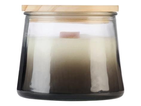 Candela profumata in vetro con stoppino in legno